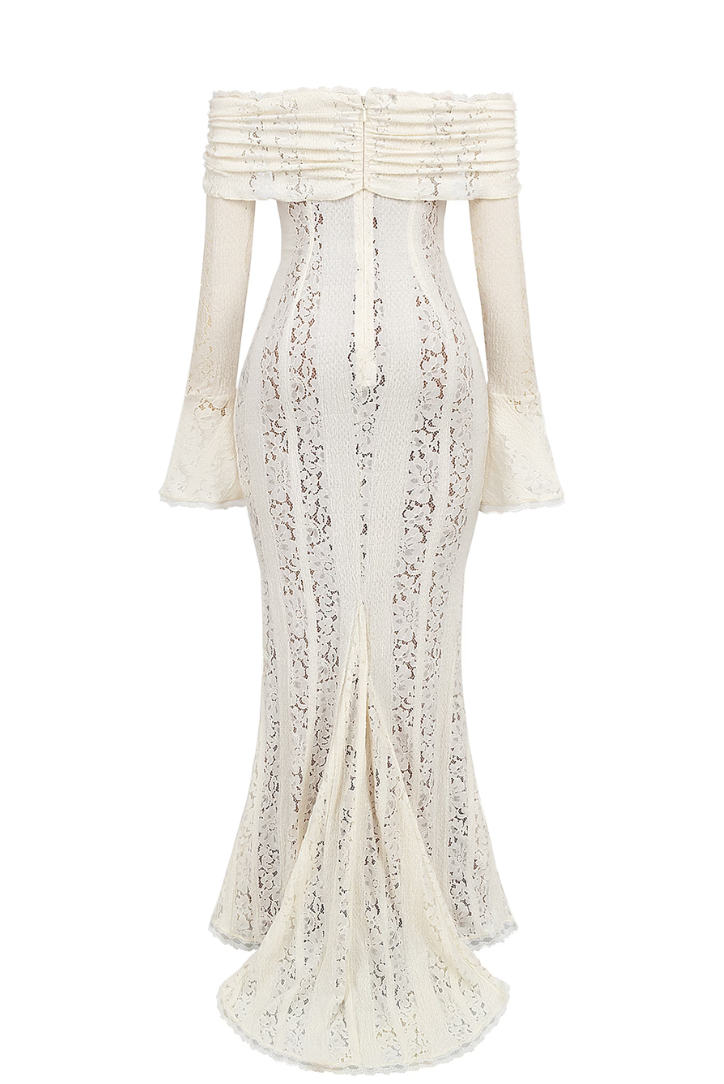 Indira | Robe en Dentelle à Épaules Dégagées