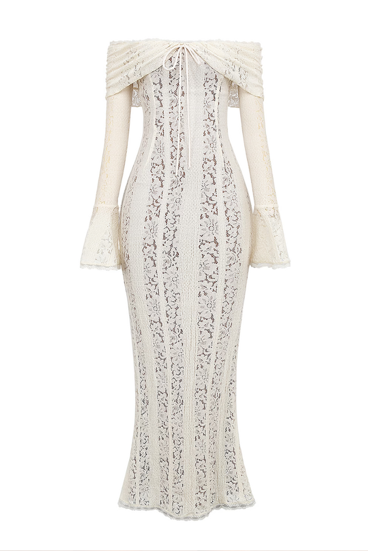 Indira | Robe en Dentelle à Épaules Dégagées